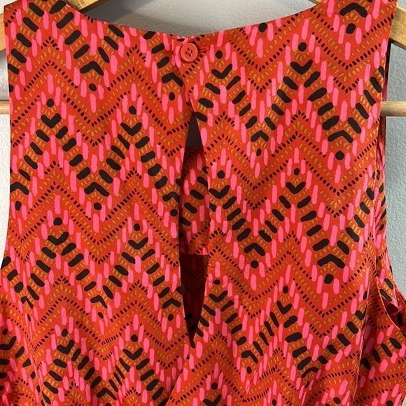 𝅺JACK Pink Red Geometric Sleeveless Keyhold back Skater Dress  Size: Small - Picture 7 of 14
